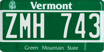 VT license plate ZMH743