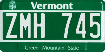 VT license plate ZMH745