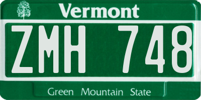 VT license plate ZMH748