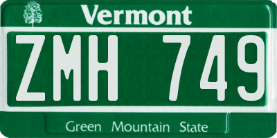 VT license plate ZMH749