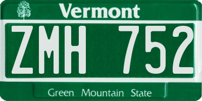 VT license plate ZMH752