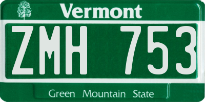 VT license plate ZMH753