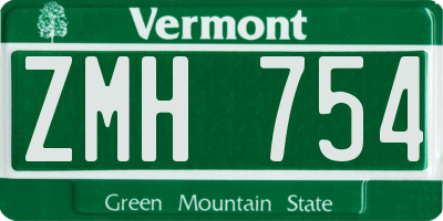 VT license plate ZMH754