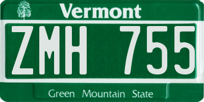 VT license plate ZMH755