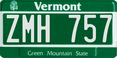 VT license plate ZMH757