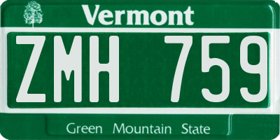 VT license plate ZMH759