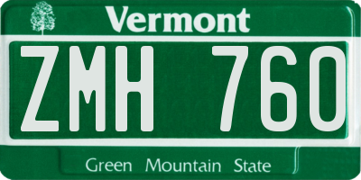 VT license plate ZMH760