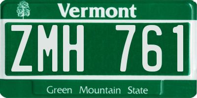 VT license plate ZMH761