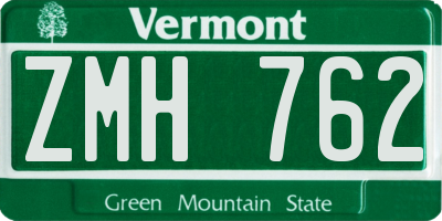 VT license plate ZMH762