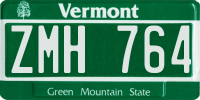 VT license plate ZMH764