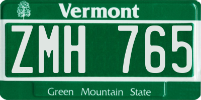 VT license plate ZMH765