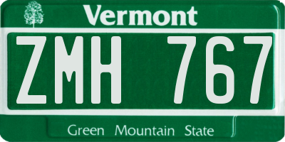 VT license plate ZMH767