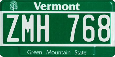VT license plate ZMH768