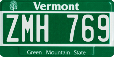 VT license plate ZMH769
