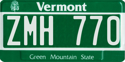 VT license plate ZMH770