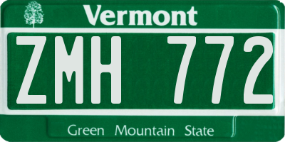 VT license plate ZMH772