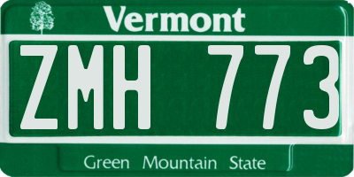 VT license plate ZMH773