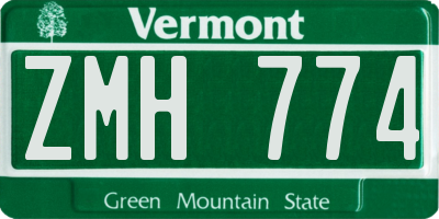 VT license plate ZMH774