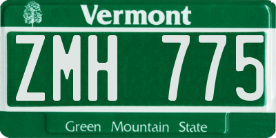 VT license plate ZMH775
