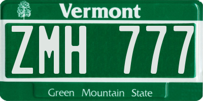 VT license plate ZMH777