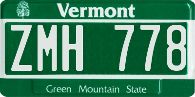 VT license plate ZMH778