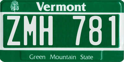 VT license plate ZMH781