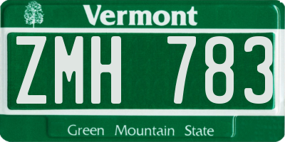VT license plate ZMH783
