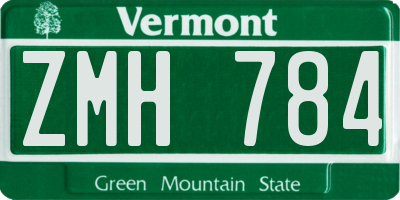 VT license plate ZMH784