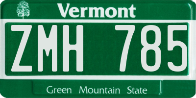 VT license plate ZMH785
