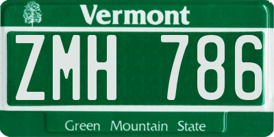 VT license plate ZMH786