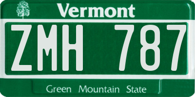 VT license plate ZMH787