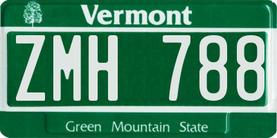 VT license plate ZMH788
