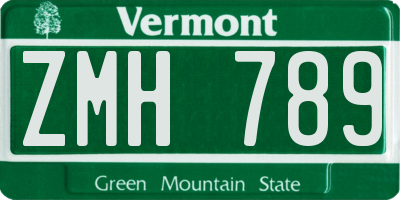 VT license plate ZMH789
