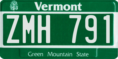 VT license plate ZMH791
