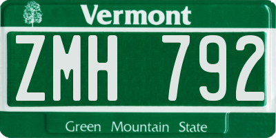 VT license plate ZMH792