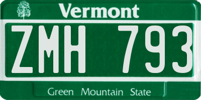 VT license plate ZMH793