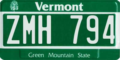 VT license plate ZMH794