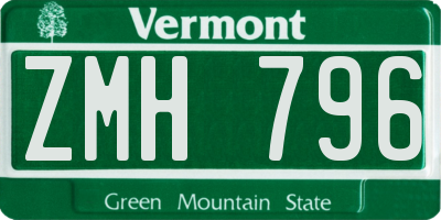 VT license plate ZMH796
