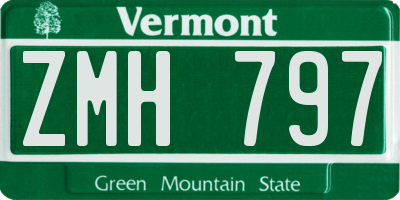 VT license plate ZMH797