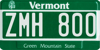 VT license plate ZMH800
