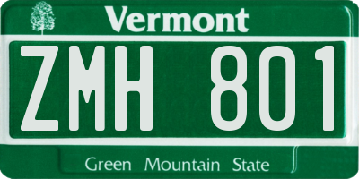 VT license plate ZMH801