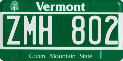 VT license plate ZMH802