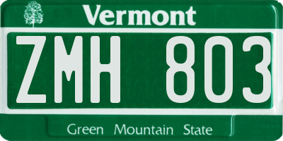 VT license plate ZMH803