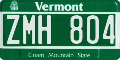 VT license plate ZMH804