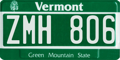 VT license plate ZMH806
