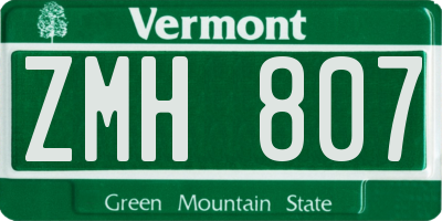 VT license plate ZMH807