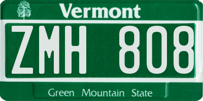VT license plate ZMH808