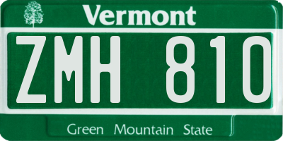 VT license plate ZMH810