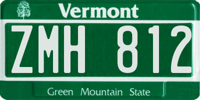 VT license plate ZMH812