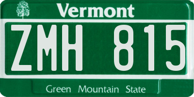 VT license plate ZMH815